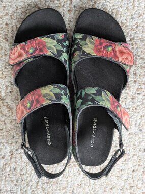 New Without Box Easy Spirit Hartwell Floral Leather Sandals Comfortable Size 7M